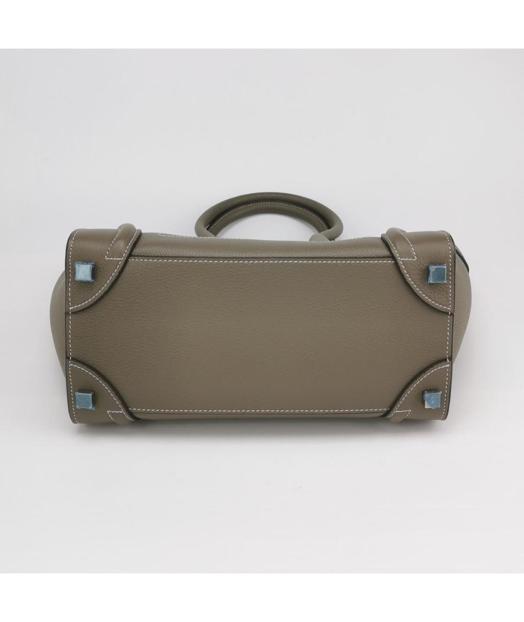 CELINE Бежевая кожаная сумка с короткими ручками, фото 5