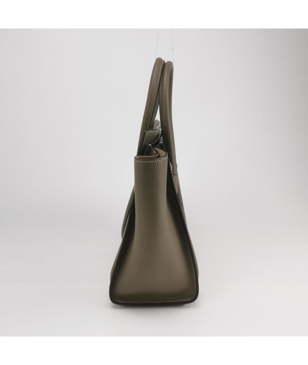 CELINE Бежевая кожаная сумка с короткими ручками, фото 3