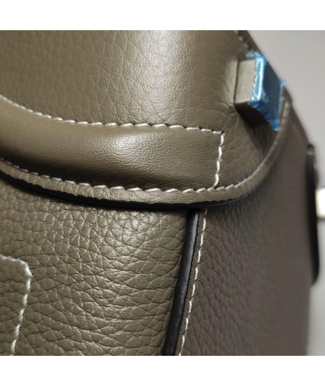 CELINE Бежевая кожаная сумка с короткими ручками, фото 8