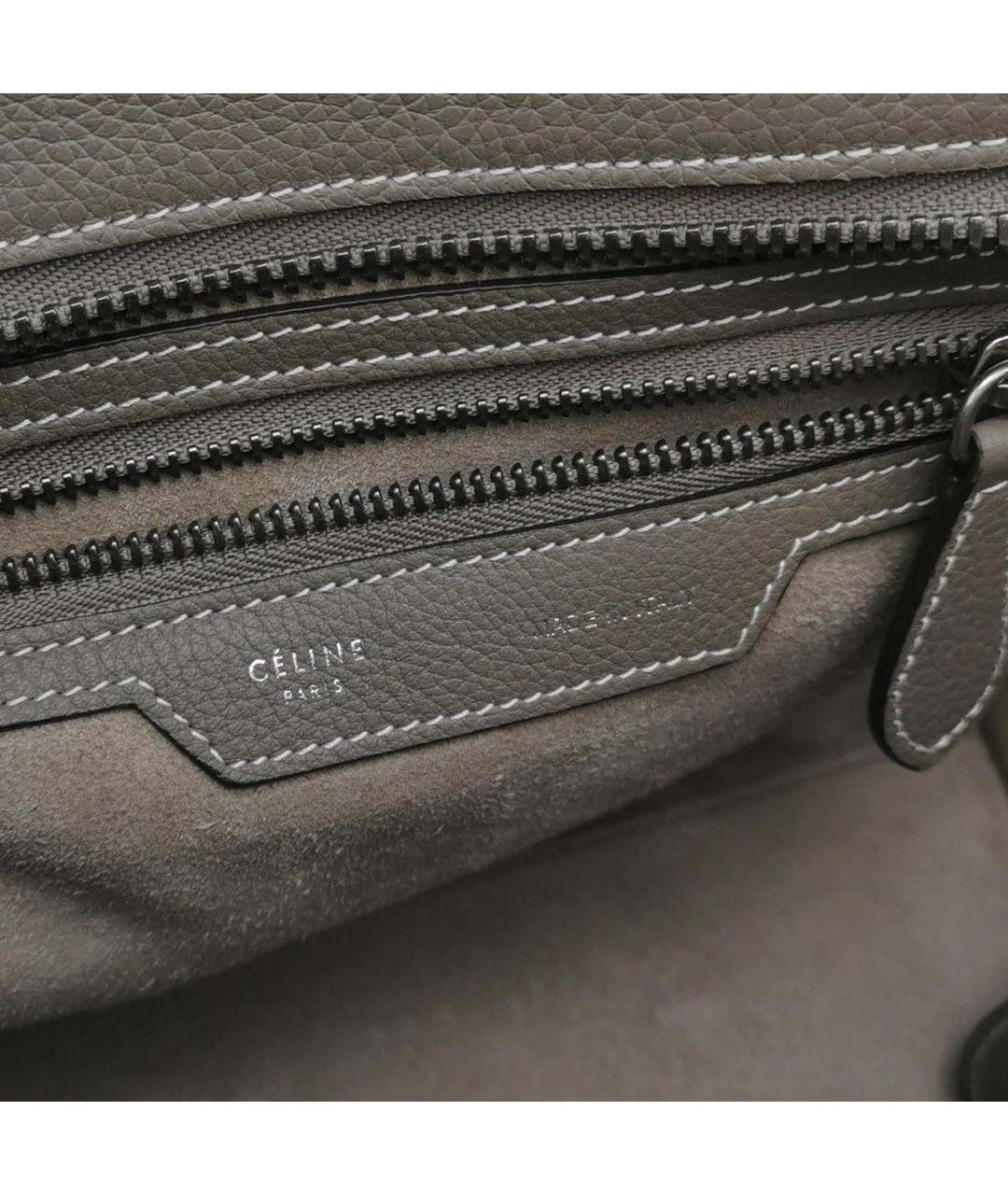 CELINE Бежевая кожаная сумка с короткими ручками, фото 7