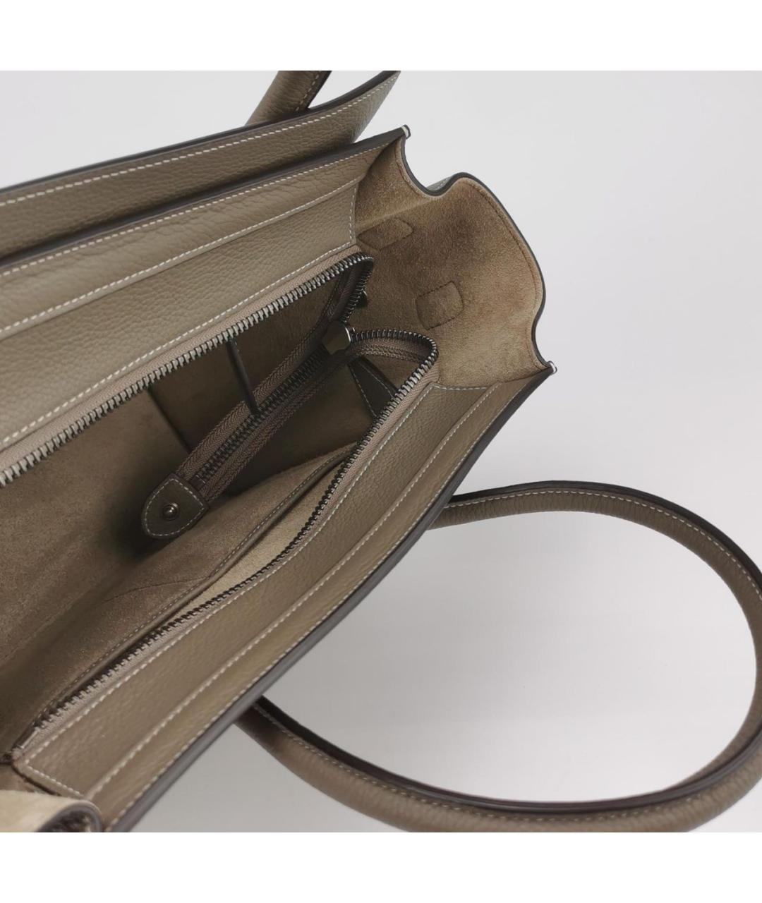 CELINE Бежевая кожаная сумка с короткими ручками, фото 6