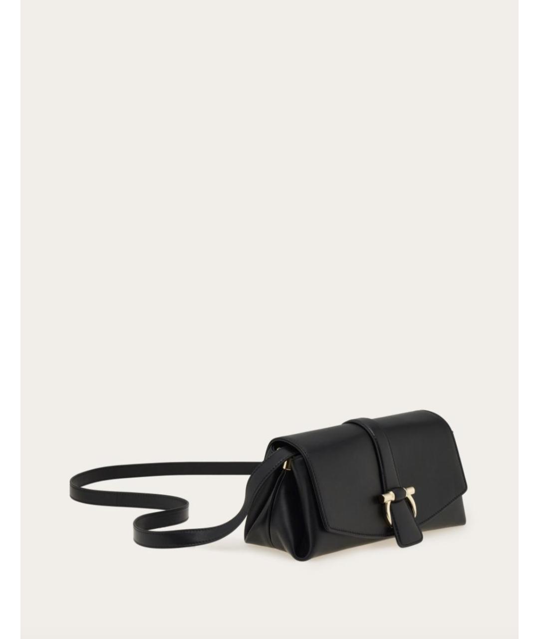 FERRAGAMO Черная кожаная сумка через плечо, фото 4