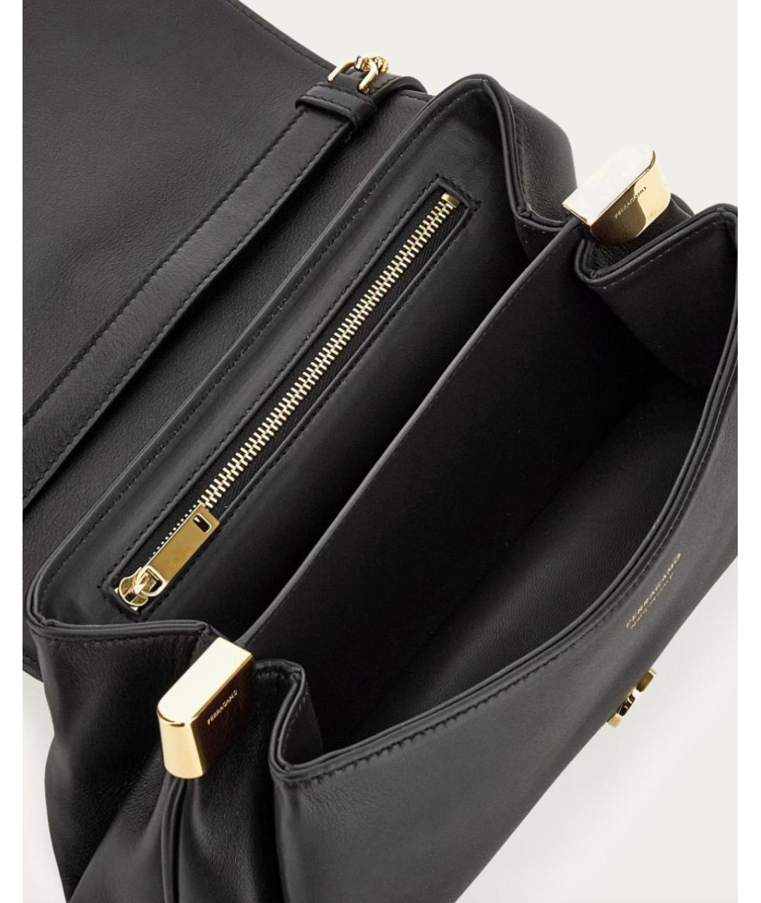 FERRAGAMO Черная кожаная сумка через плечо, фото 5