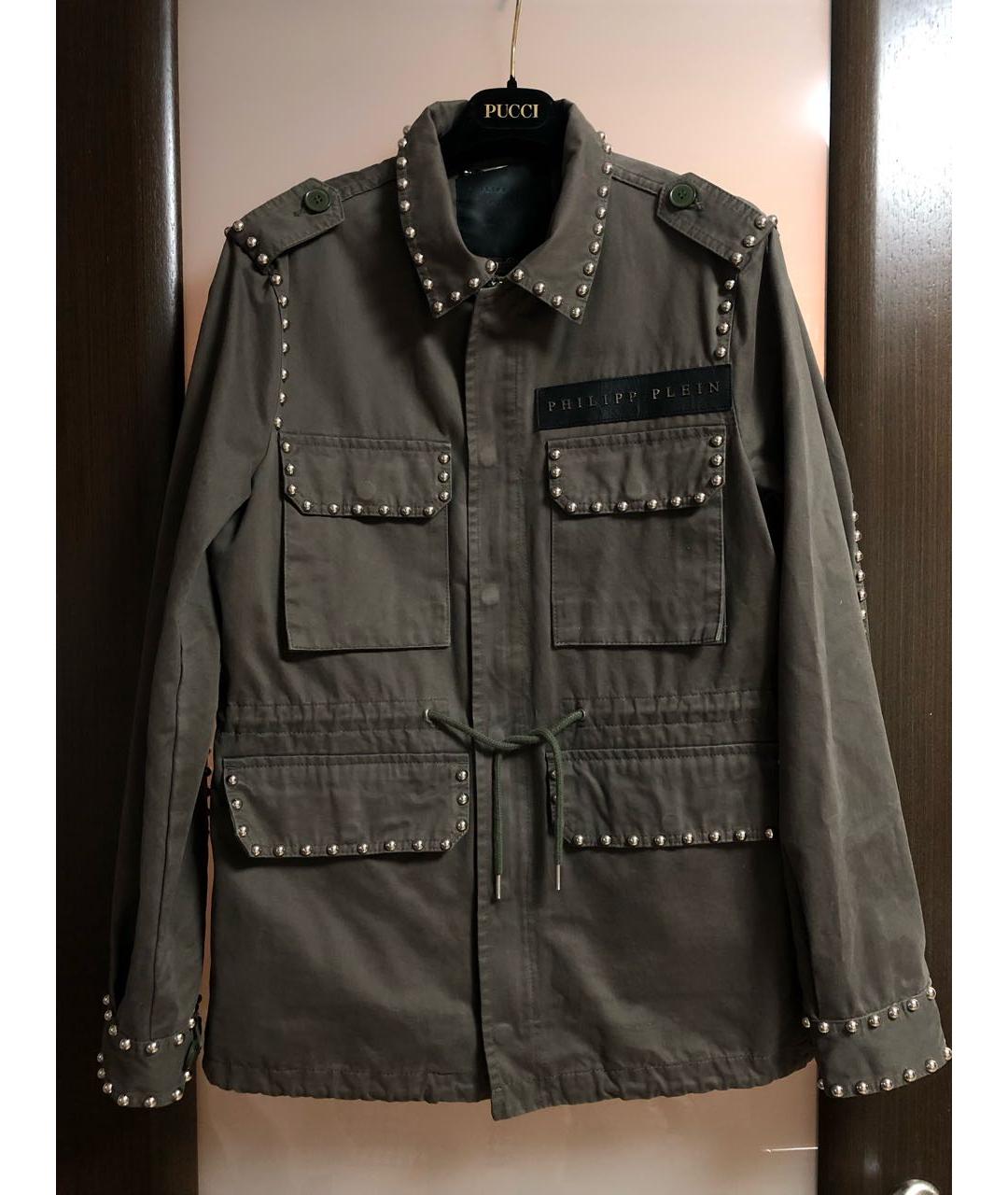 PHILIPP PLEIN Хаки хлопковая куртка, фото 9