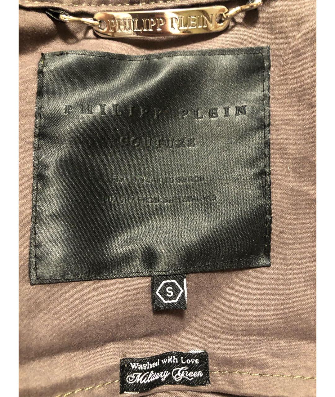 PHILIPP PLEIN Хаки хлопковая куртка, фото 3