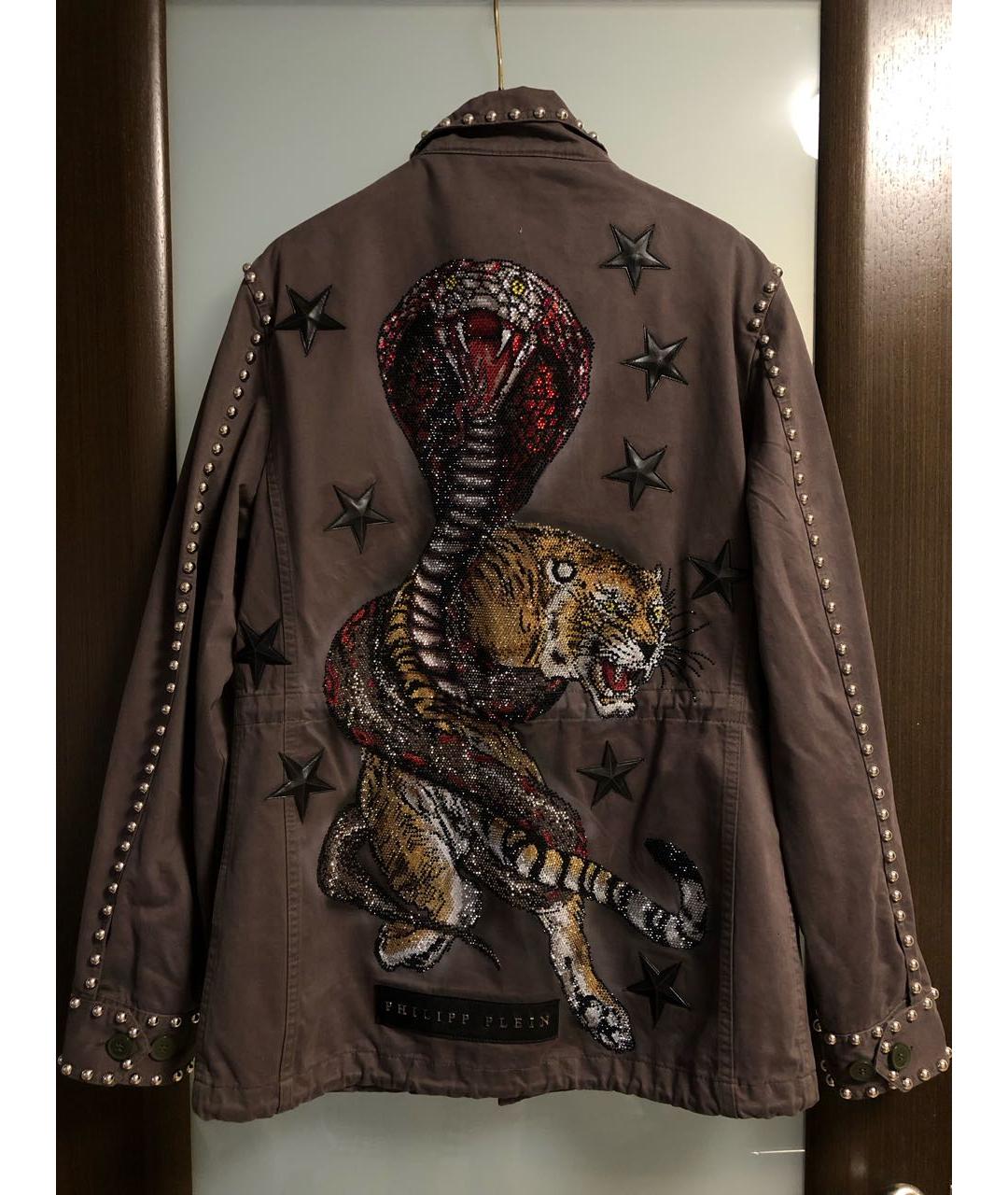 PHILIPP PLEIN Хаки хлопковая куртка, фото 2