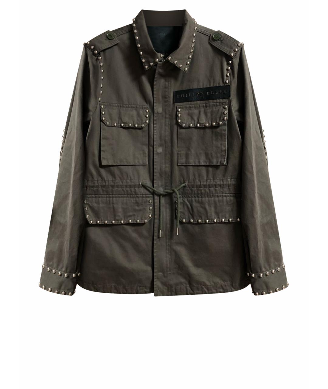 PHILIPP PLEIN Хаки хлопковая куртка, фото 1