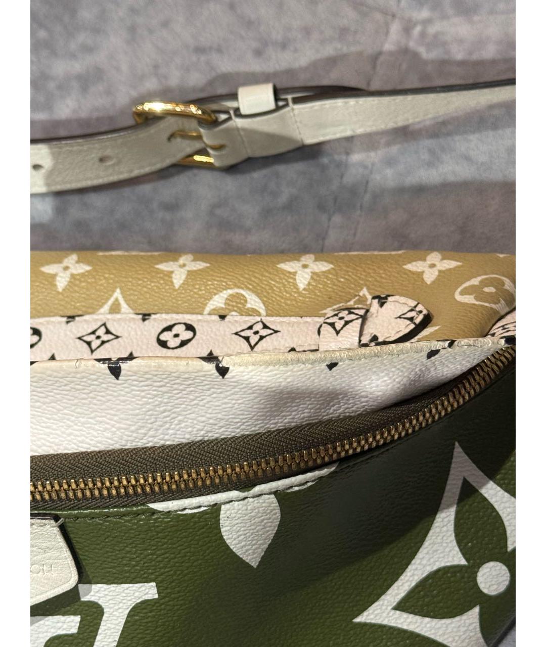 LOUIS VUITTON Хаки кожаная поясная сумка, фото 7