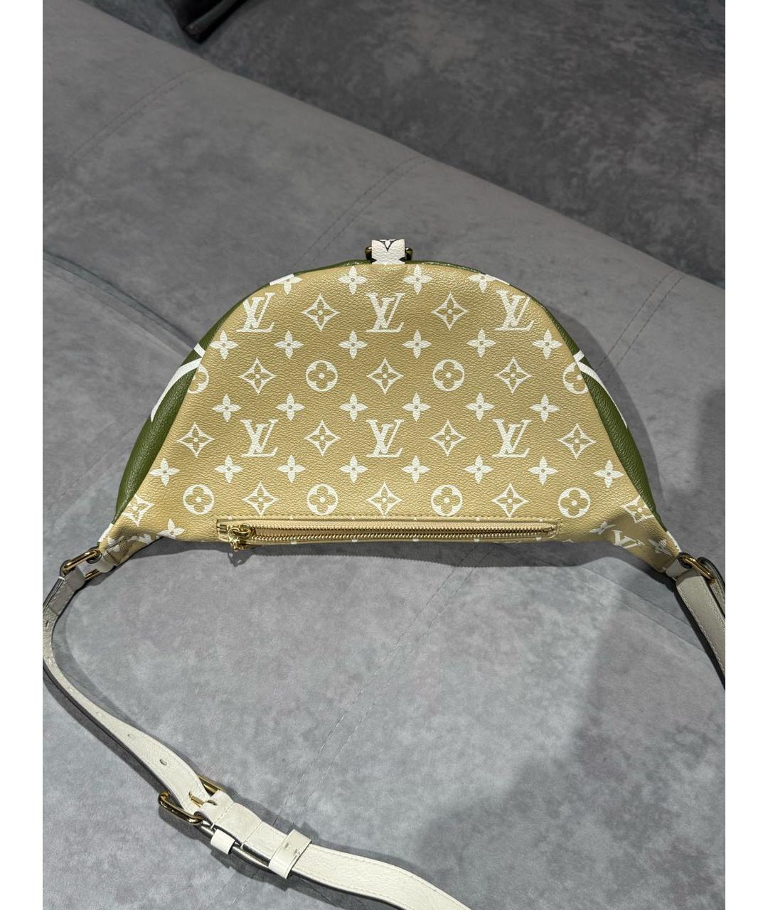LOUIS VUITTON Хаки кожаная поясная сумка, фото 3