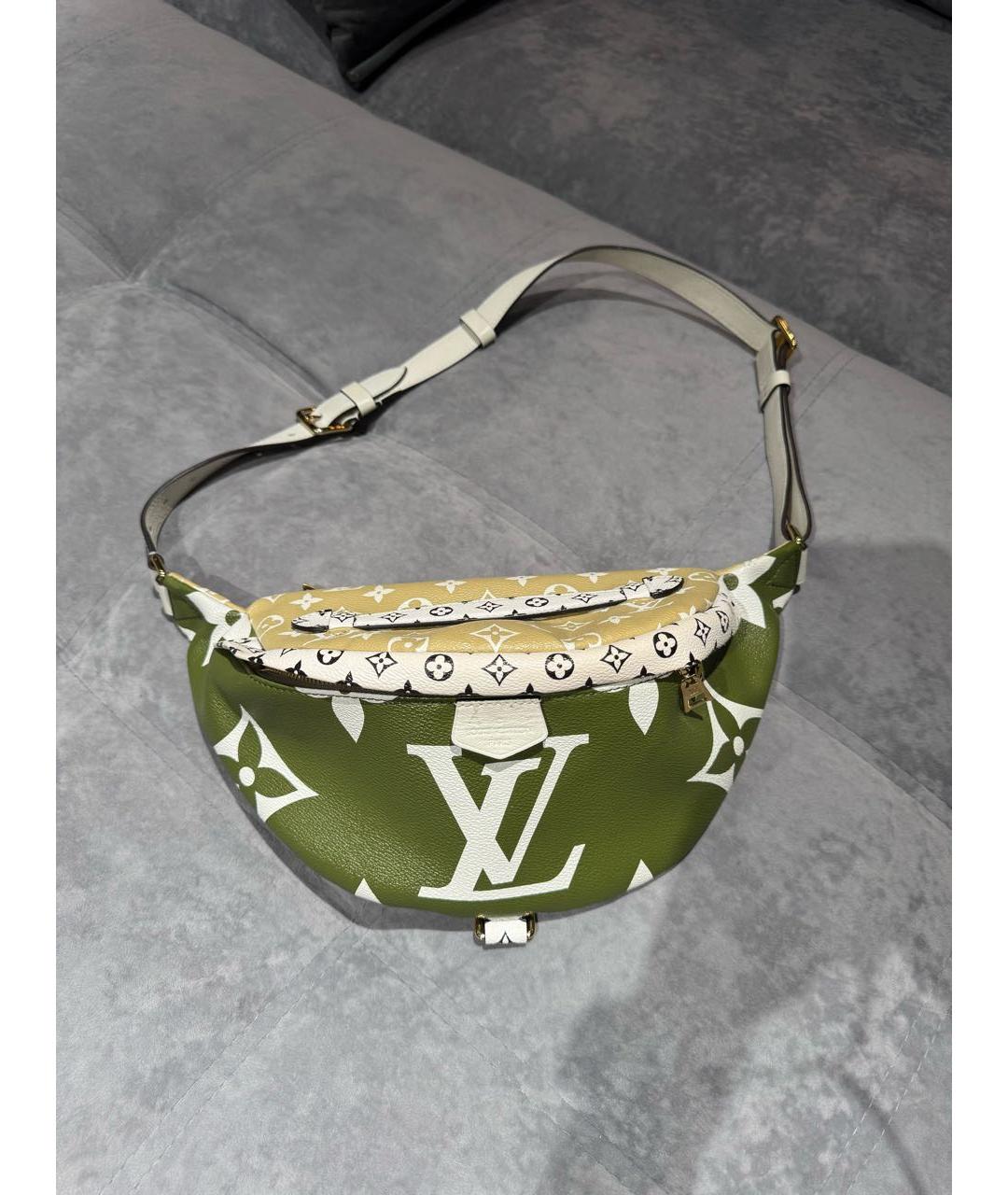 LOUIS VUITTON Хаки кожаная поясная сумка, фото 8