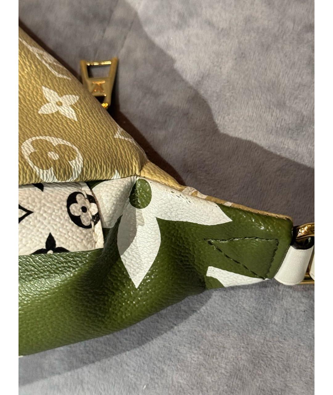 LOUIS VUITTON Хаки кожаная поясная сумка, фото 6