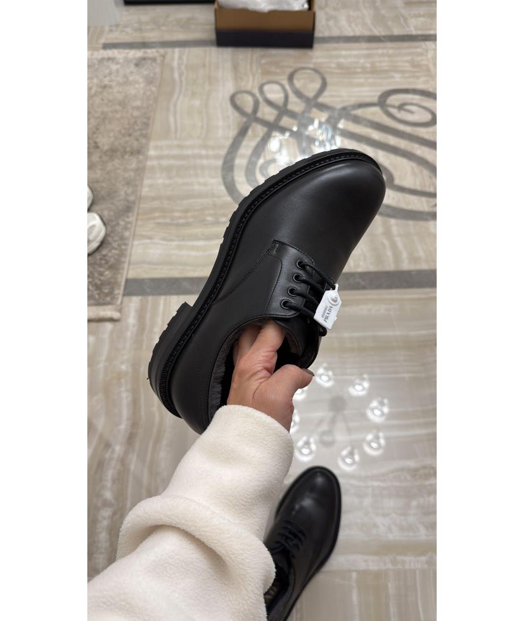 PRADA Черные кожаные низкие ботинки, фото 6