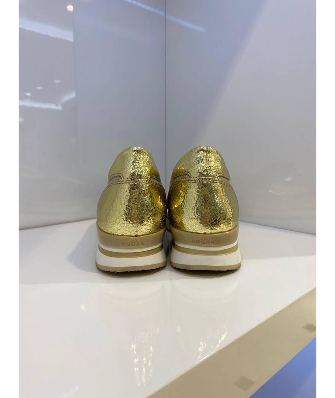 HOGAN Золотые кожаные слипоны, фото 3