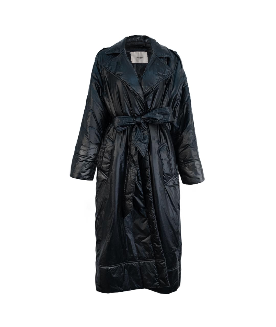 TWIN-SET Черный полиэстеровый тренч/плащ, фото 1