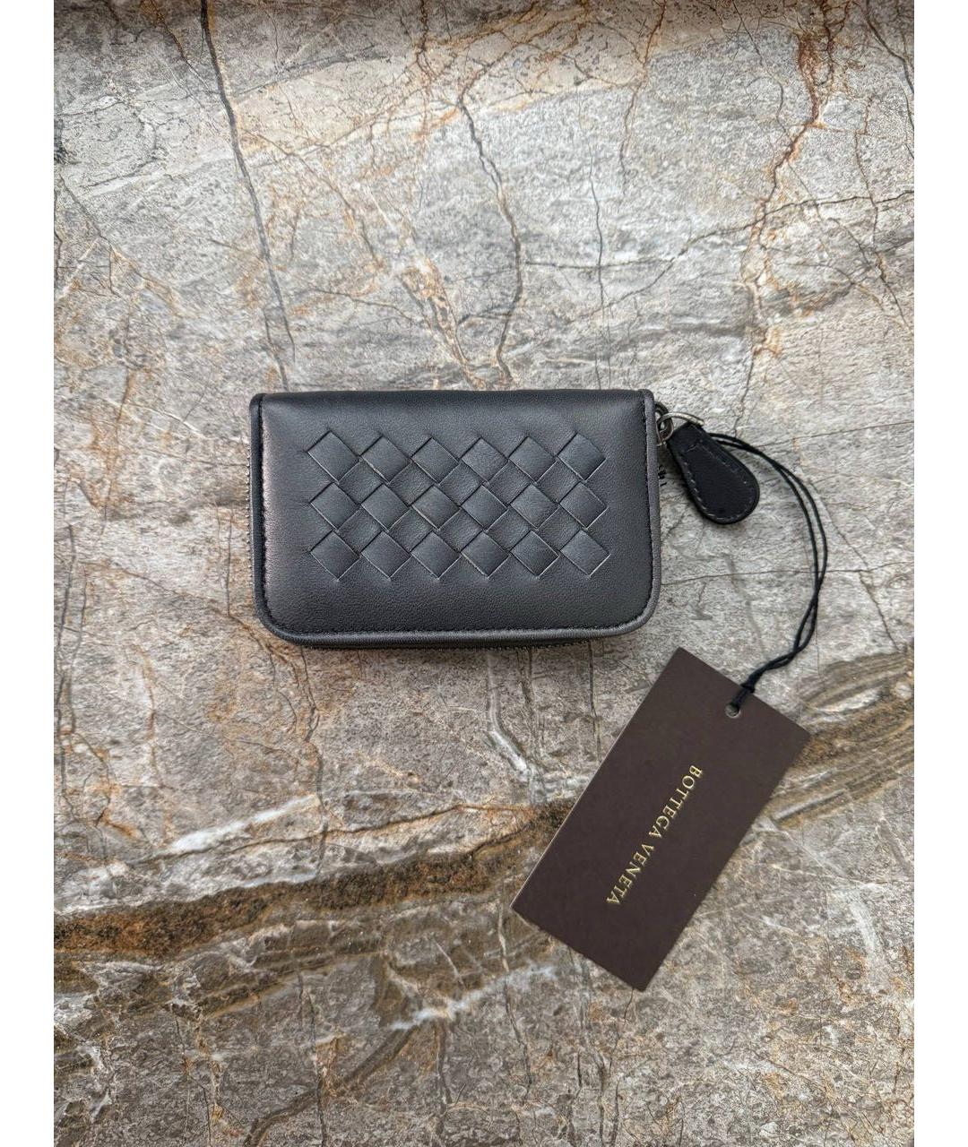 BOTTEGA VENETA Серый кожаный кардхолдер, фото 6