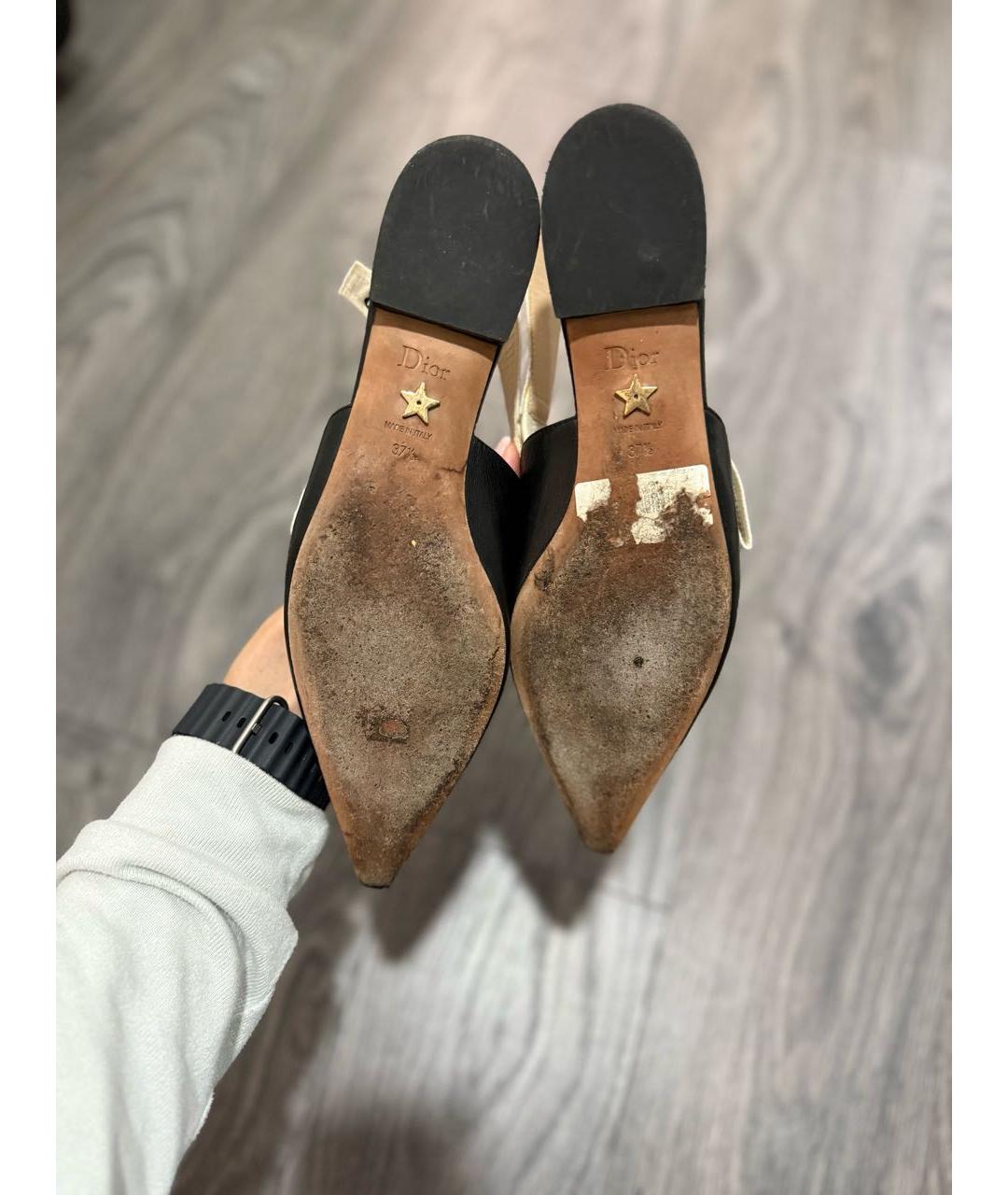 CHRISTIAN DIOR Черные кожаные балетки, фото 6