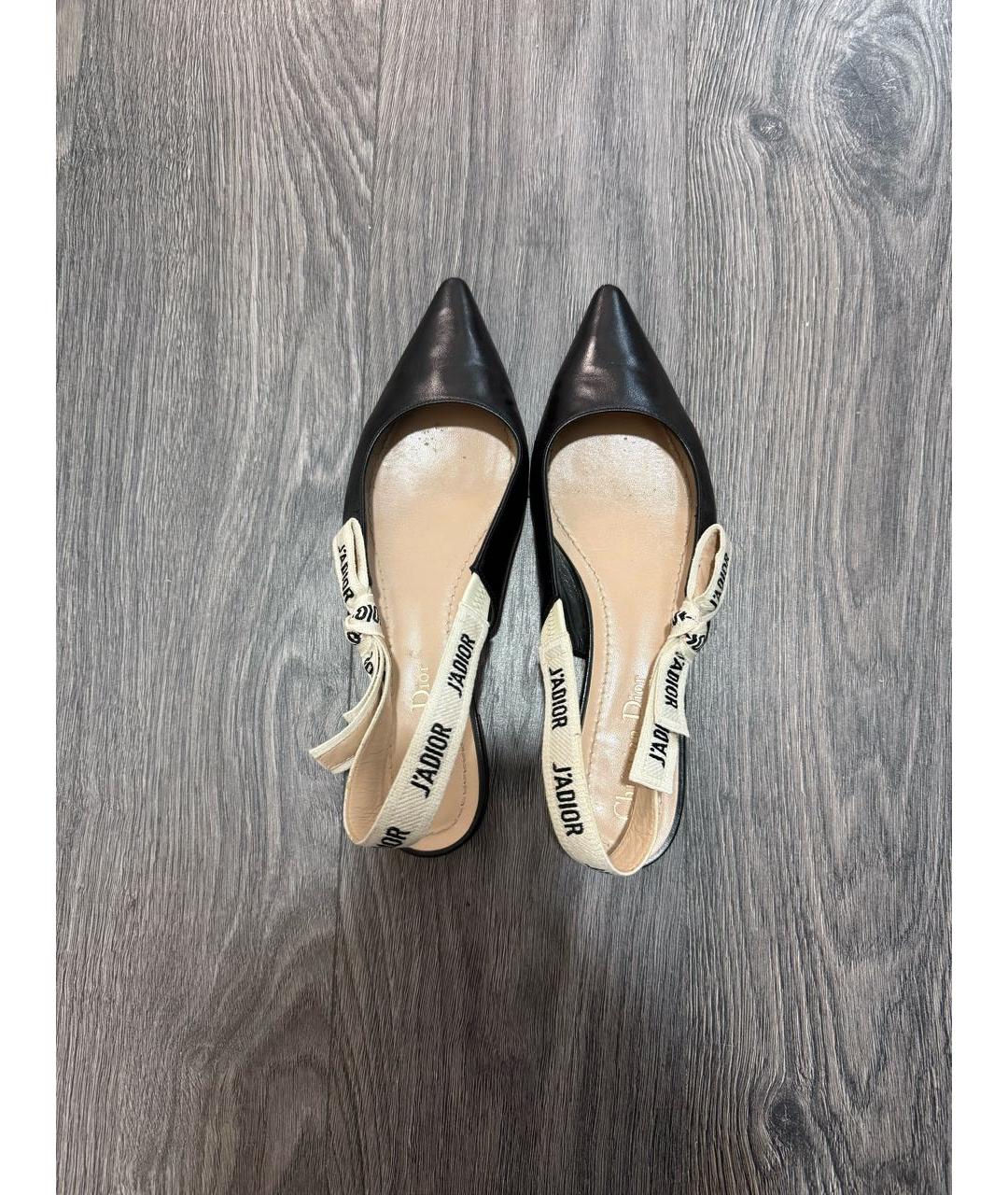 CHRISTIAN DIOR Черные кожаные балетки, фото 3