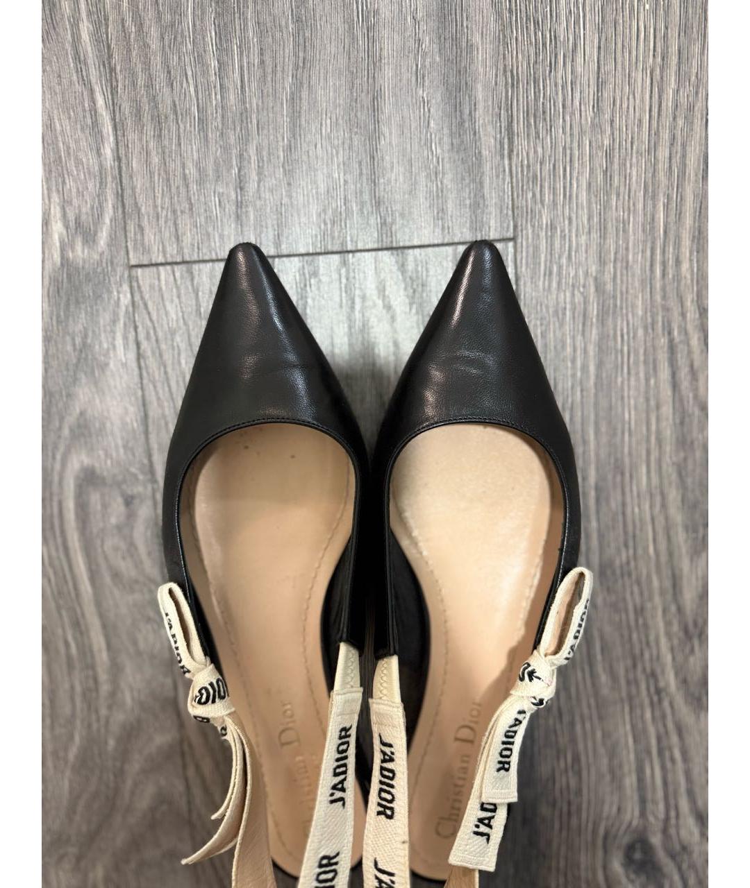 CHRISTIAN DIOR Черные кожаные балетки, фото 5