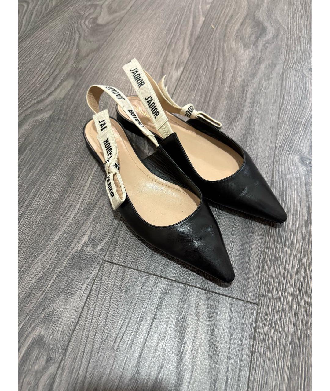 CHRISTIAN DIOR Черные кожаные балетки, фото 2