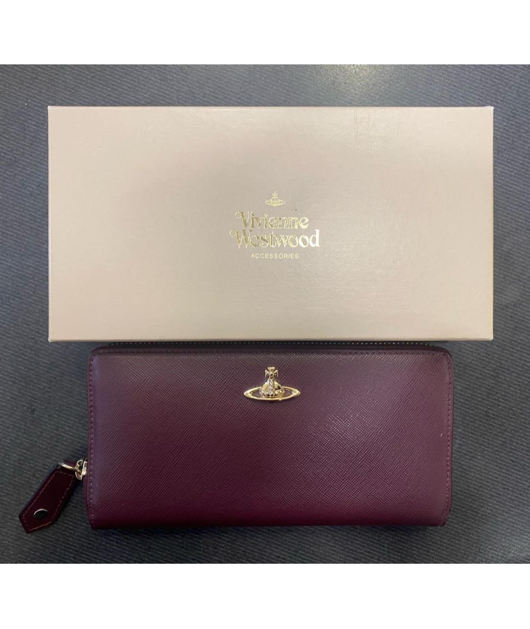 VIVIENNE WESTWOOD Бордовый кожаный кошелек, фото 5