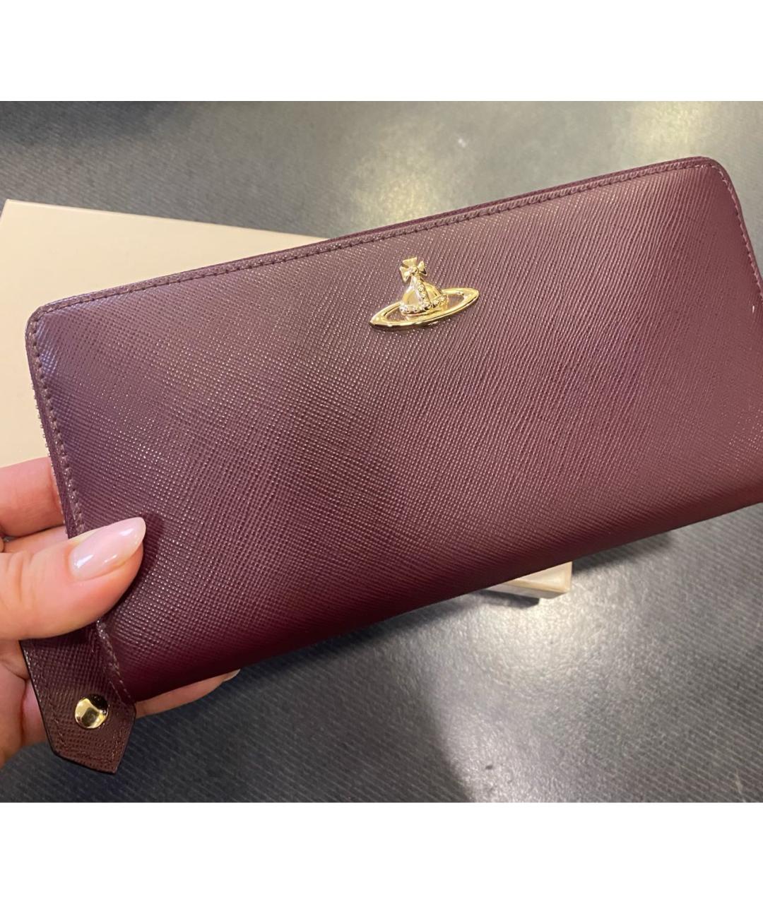 VIVIENNE WESTWOOD Бордовый кожаный кошелек, фото 2