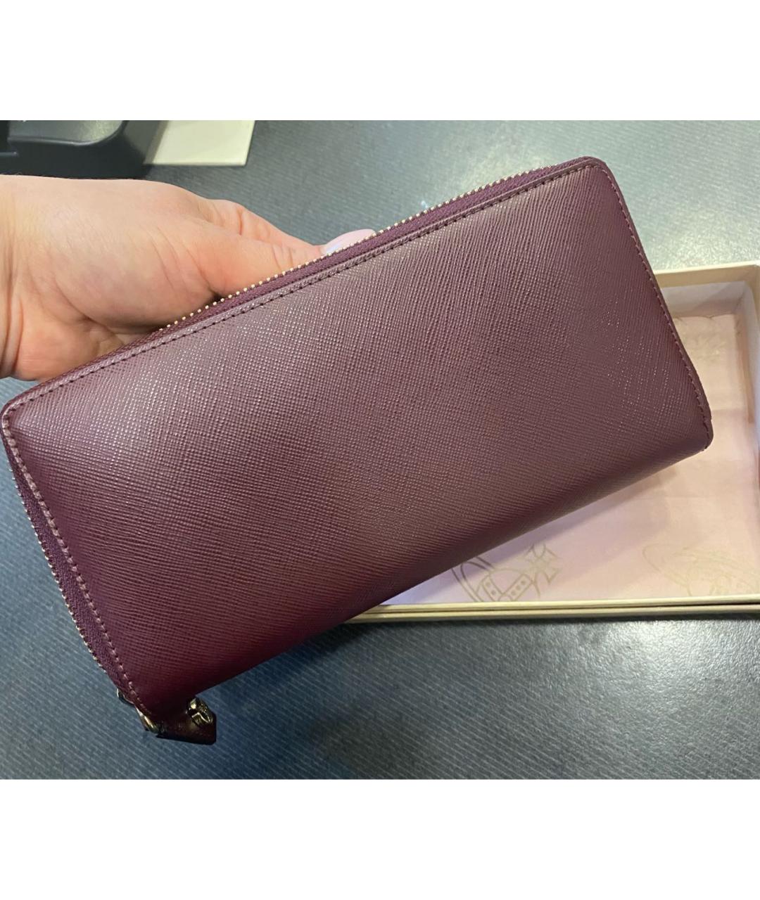 VIVIENNE WESTWOOD Бордовый кожаный кошелек, фото 4