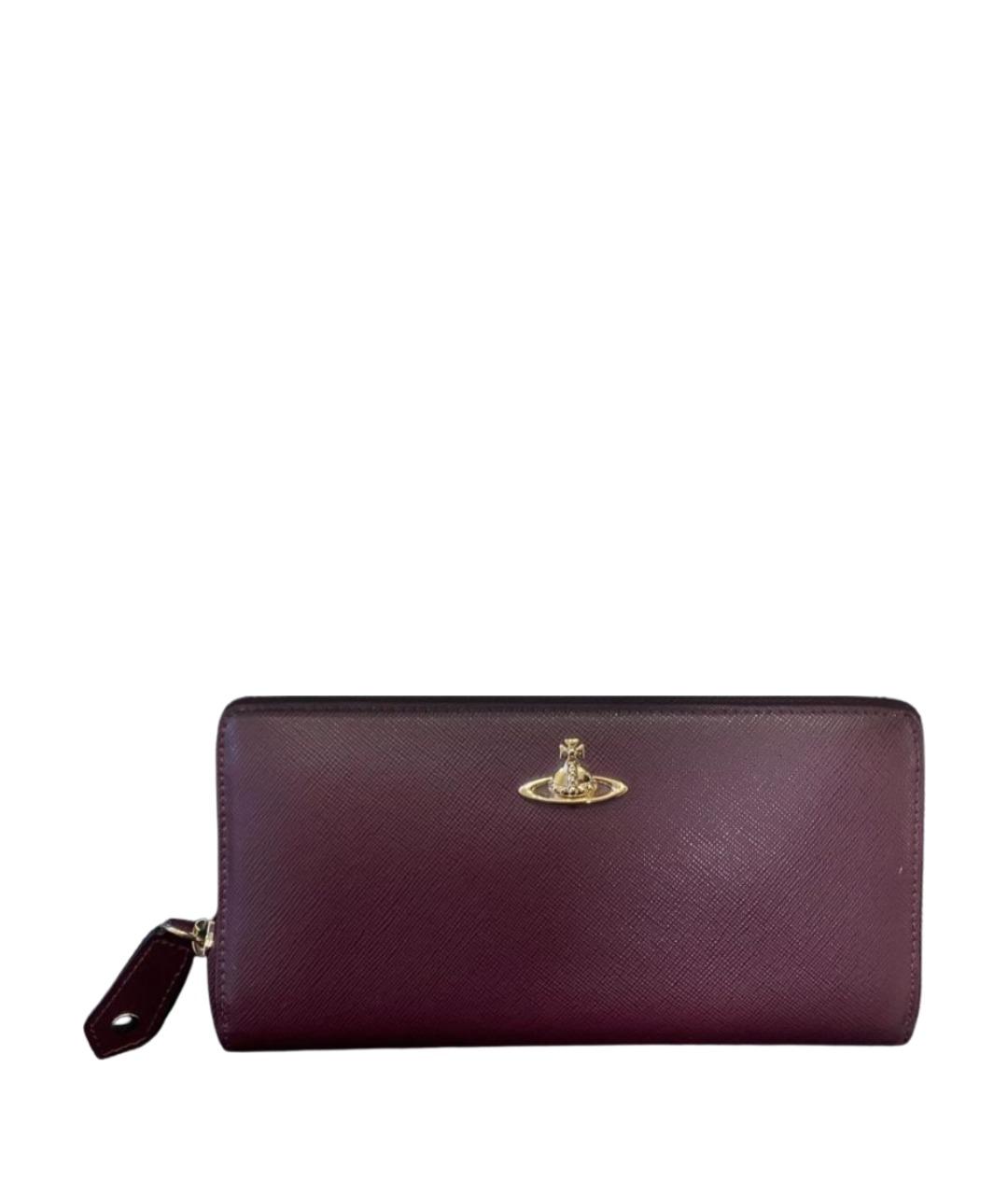 VIVIENNE WESTWOOD Бордовый кожаный кошелек, фото 1