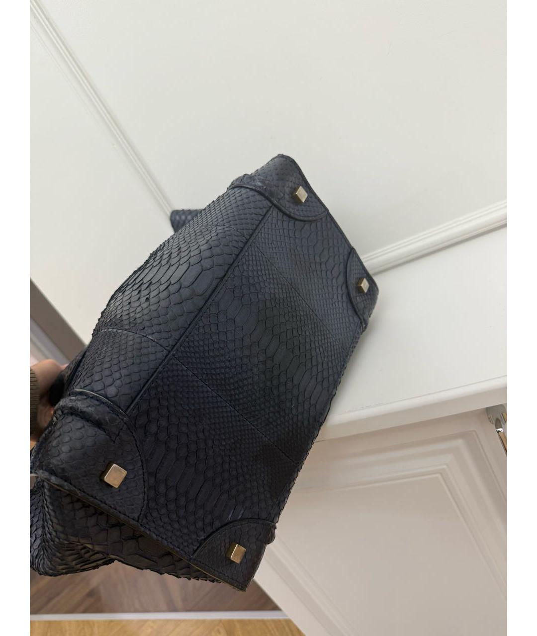 CELINE Темно-синяя сумка с короткими ручками из экзотической кожи, фото 4