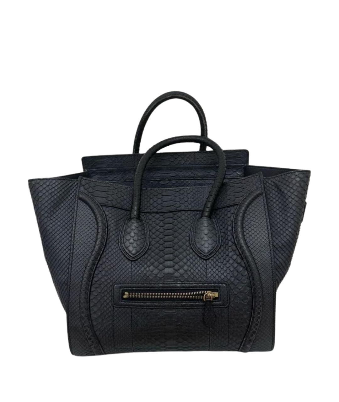 CELINE Темно-синяя сумка с короткими ручками из экзотической кожи, фото 1