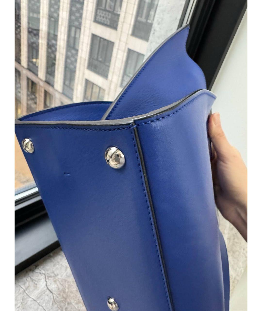 FENDI Синяя кожаная сумка с короткими ручками, фото 3