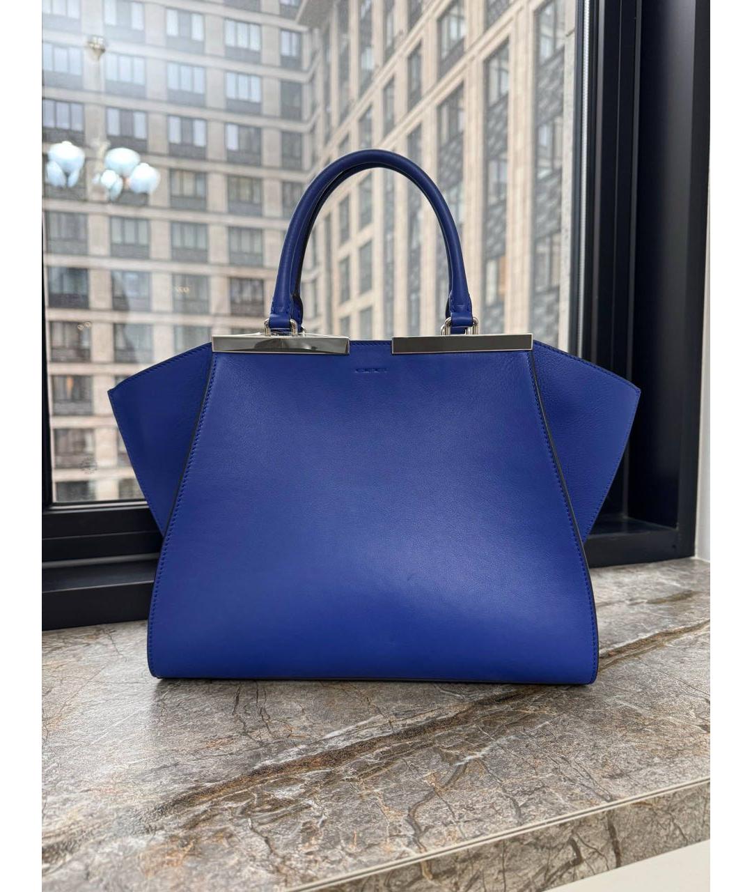 FENDI Синяя кожаная сумка с короткими ручками, фото 9