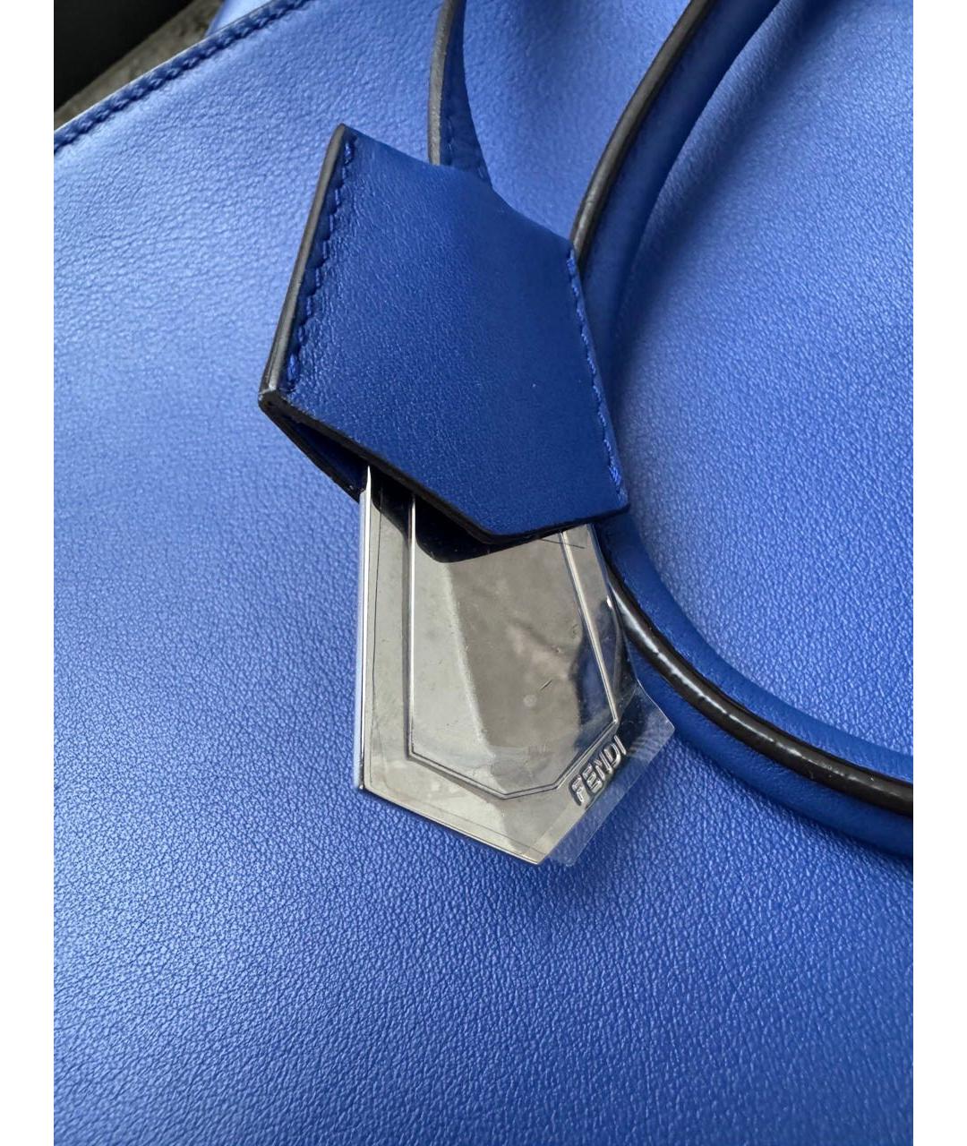 FENDI Синяя кожаная сумка с короткими ручками, фото 5