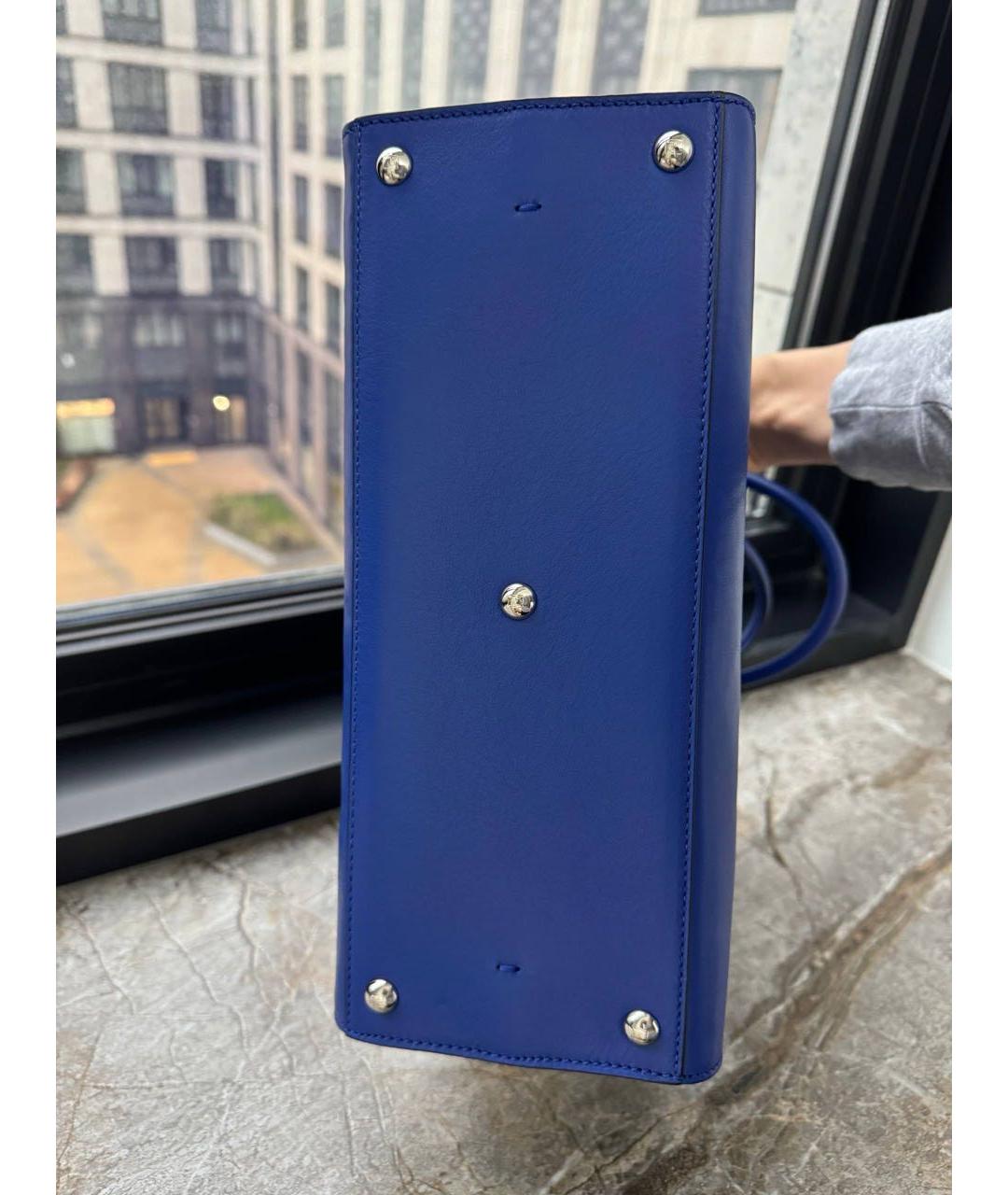 FENDI Синяя кожаная сумка с короткими ручками, фото 7