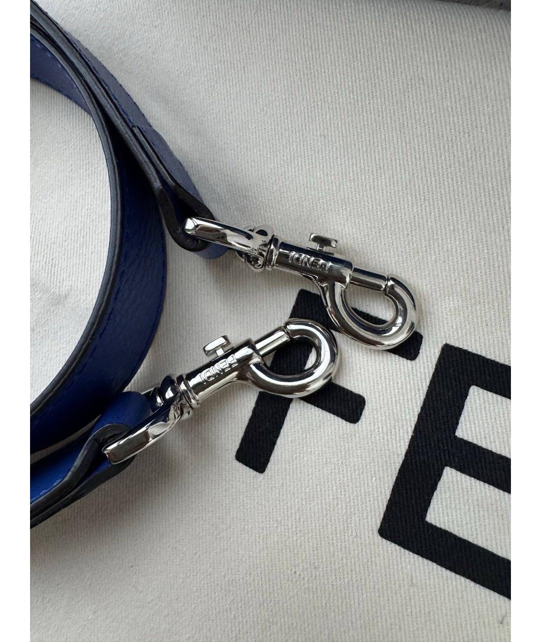 FENDI Синяя кожаная сумка с короткими ручками, фото 8