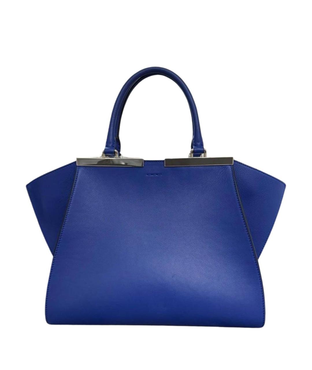 FENDI Синяя кожаная сумка с короткими ручками, фото 1