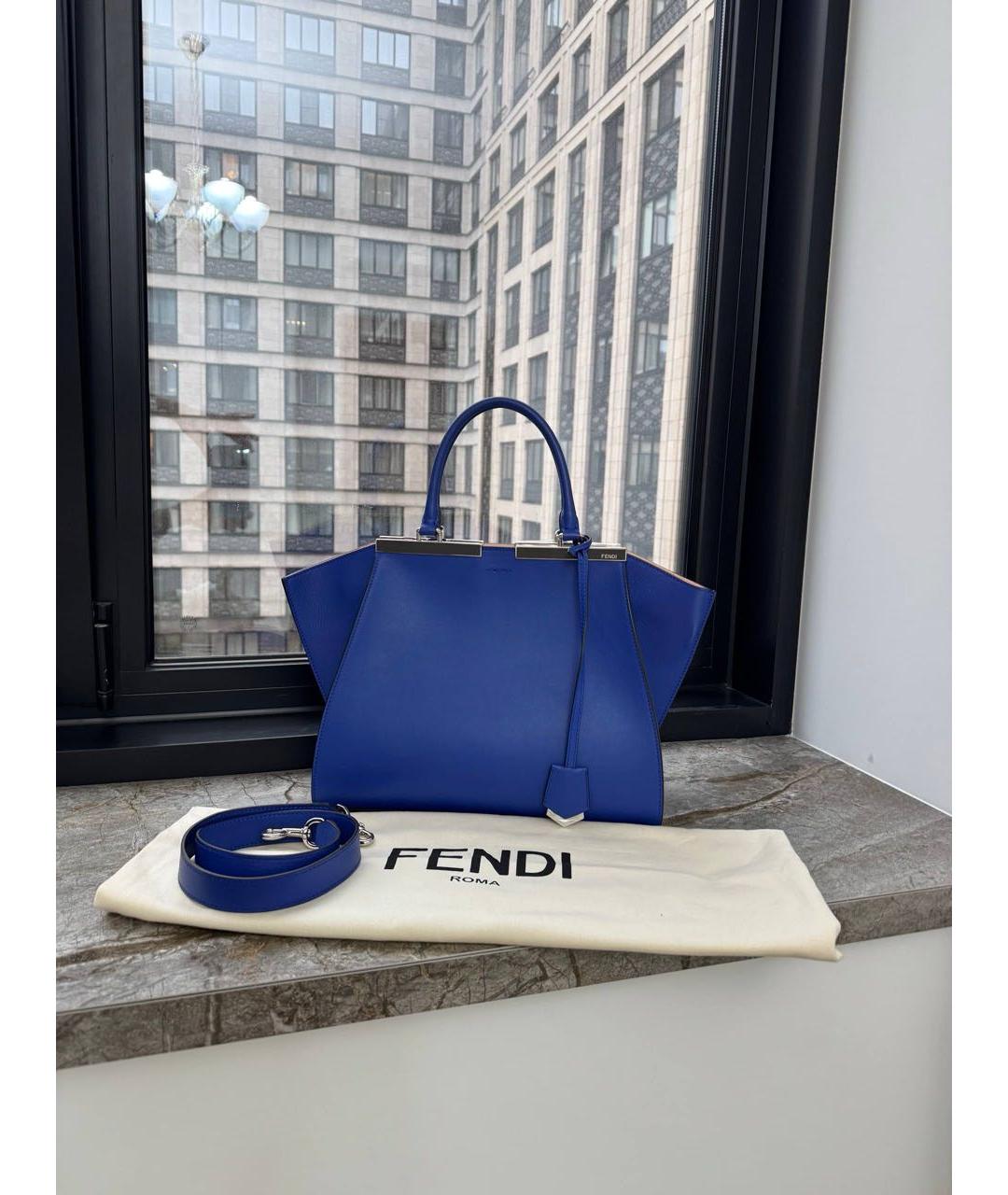 FENDI Синяя кожаная сумка с короткими ручками, фото 2