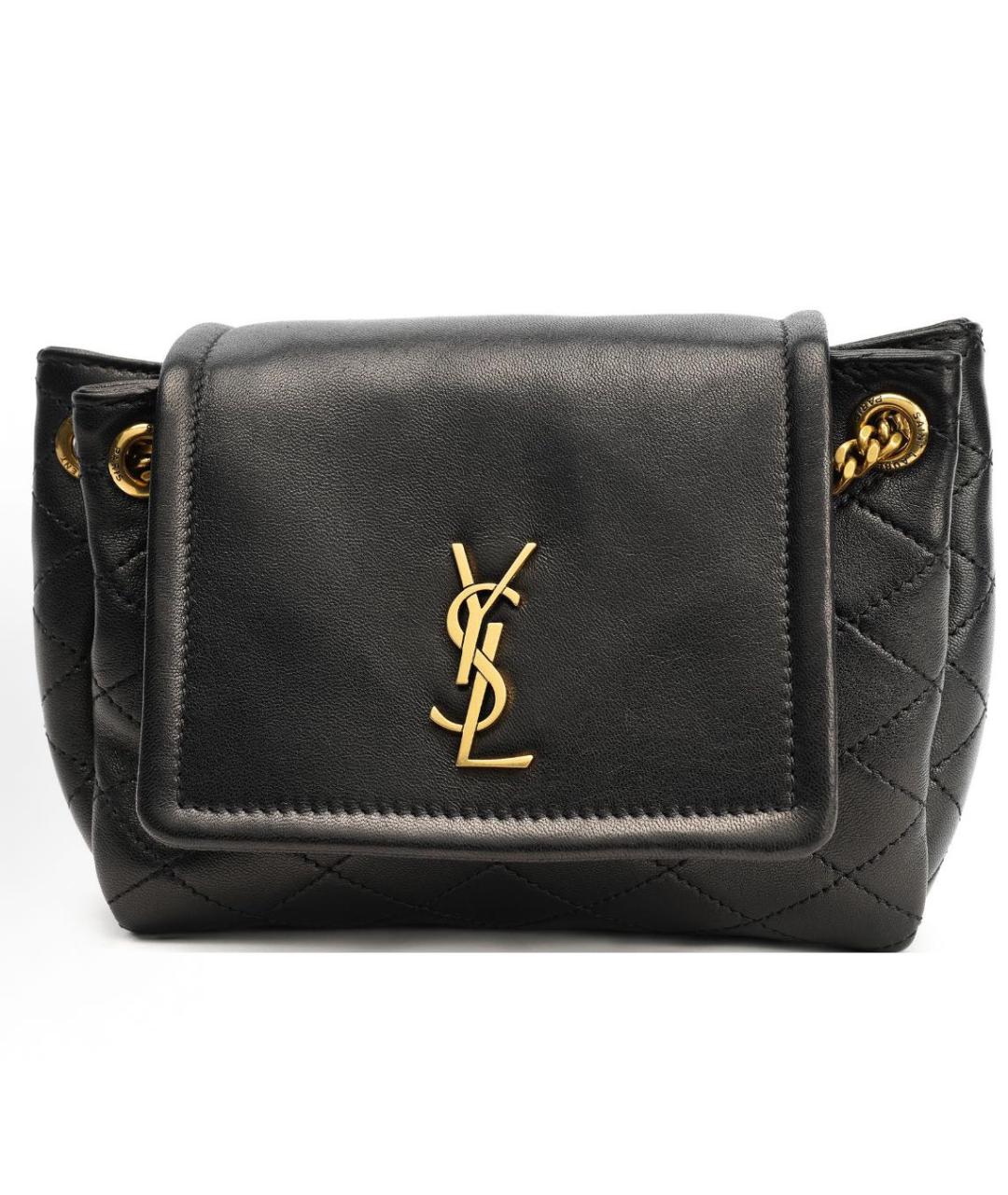 SAINT LAURENT Черная кожаная сумка через плечо, фото 9