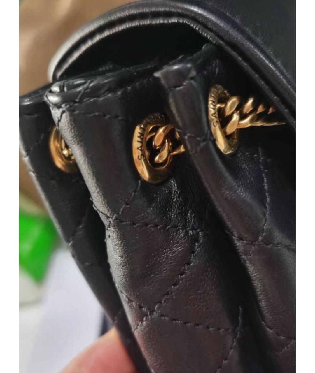 SAINT LAURENT Черная кожаная сумка через плечо, фото 6