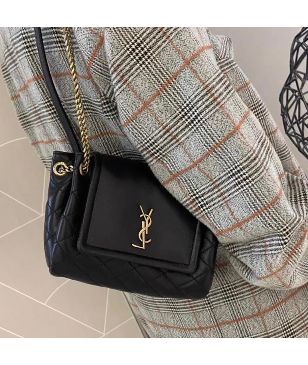 SAINT LAURENT Черная кожаная сумка через плечо, фото 7