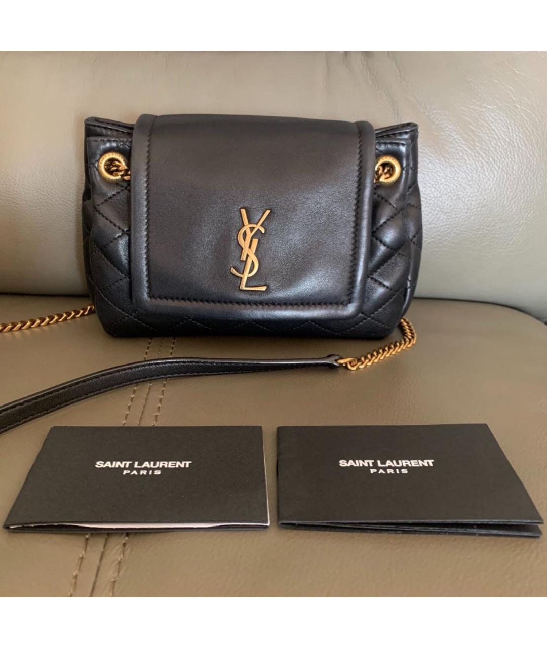 SAINT LAURENT Черная кожаная сумка через плечо, фото 5