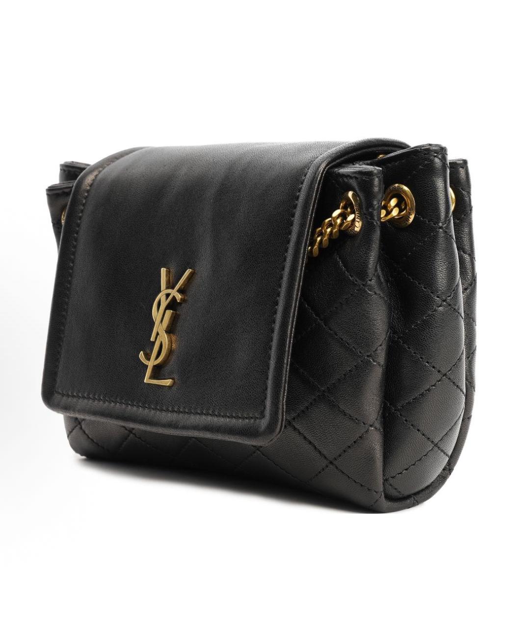 SAINT LAURENT Черная кожаная сумка через плечо, фото 2