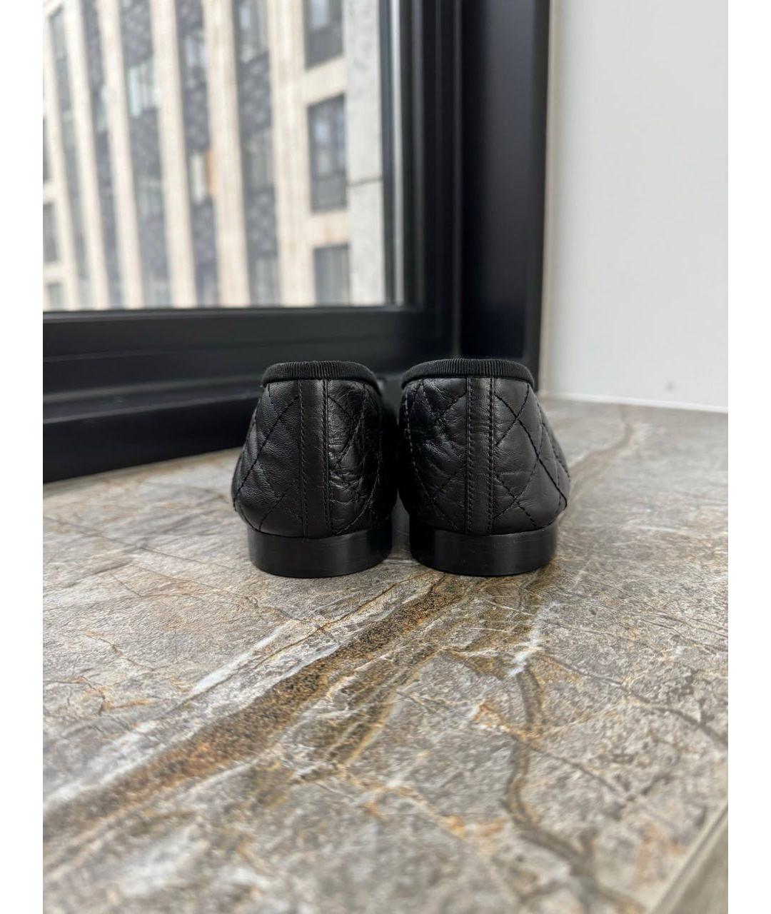 CHANEL Черные кожаные балетки, фото 4