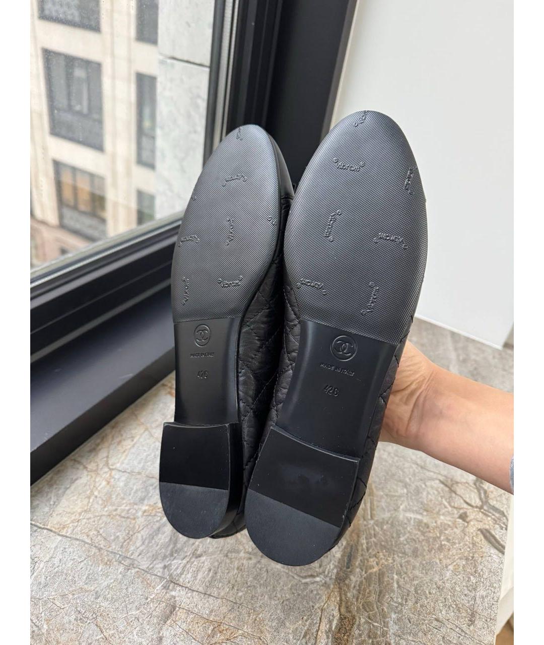 CHANEL Черные кожаные балетки, фото 5