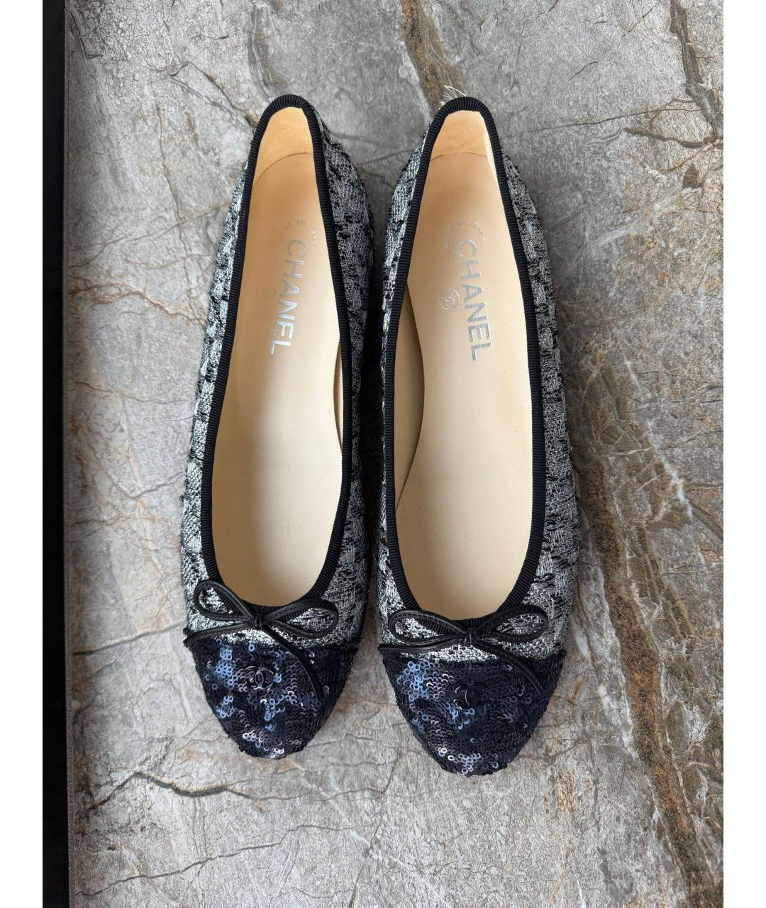 CHANEL Серые текстильные балетки, фото 3