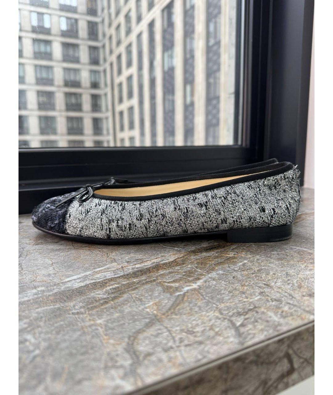 CHANEL Серые текстильные балетки, фото 6