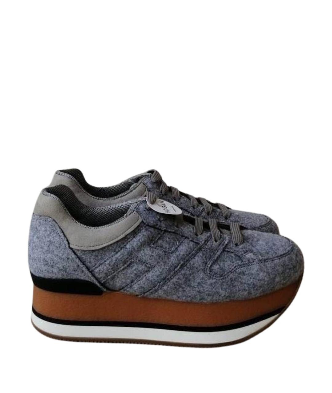 HOGAN Серые текстильные кроссовки, фото 1