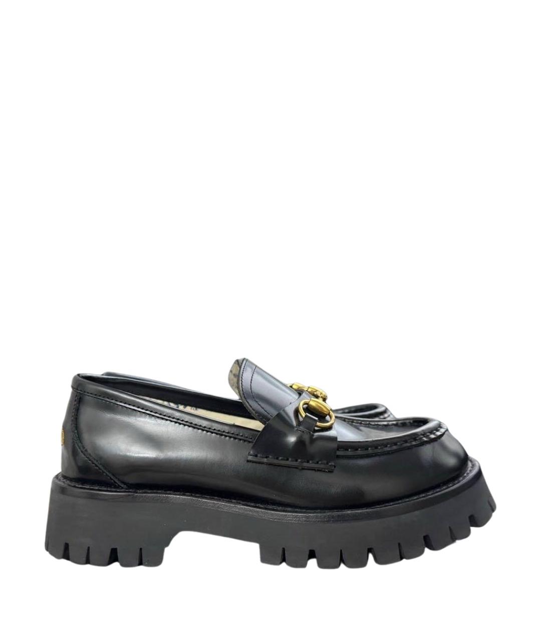 GUCCI Черные кожаные лоферы, фото 1