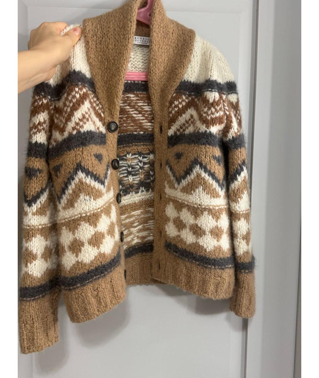 BRUNELLO CUCINELLI Бежевый шерстяной жакет / жилет, фото 4