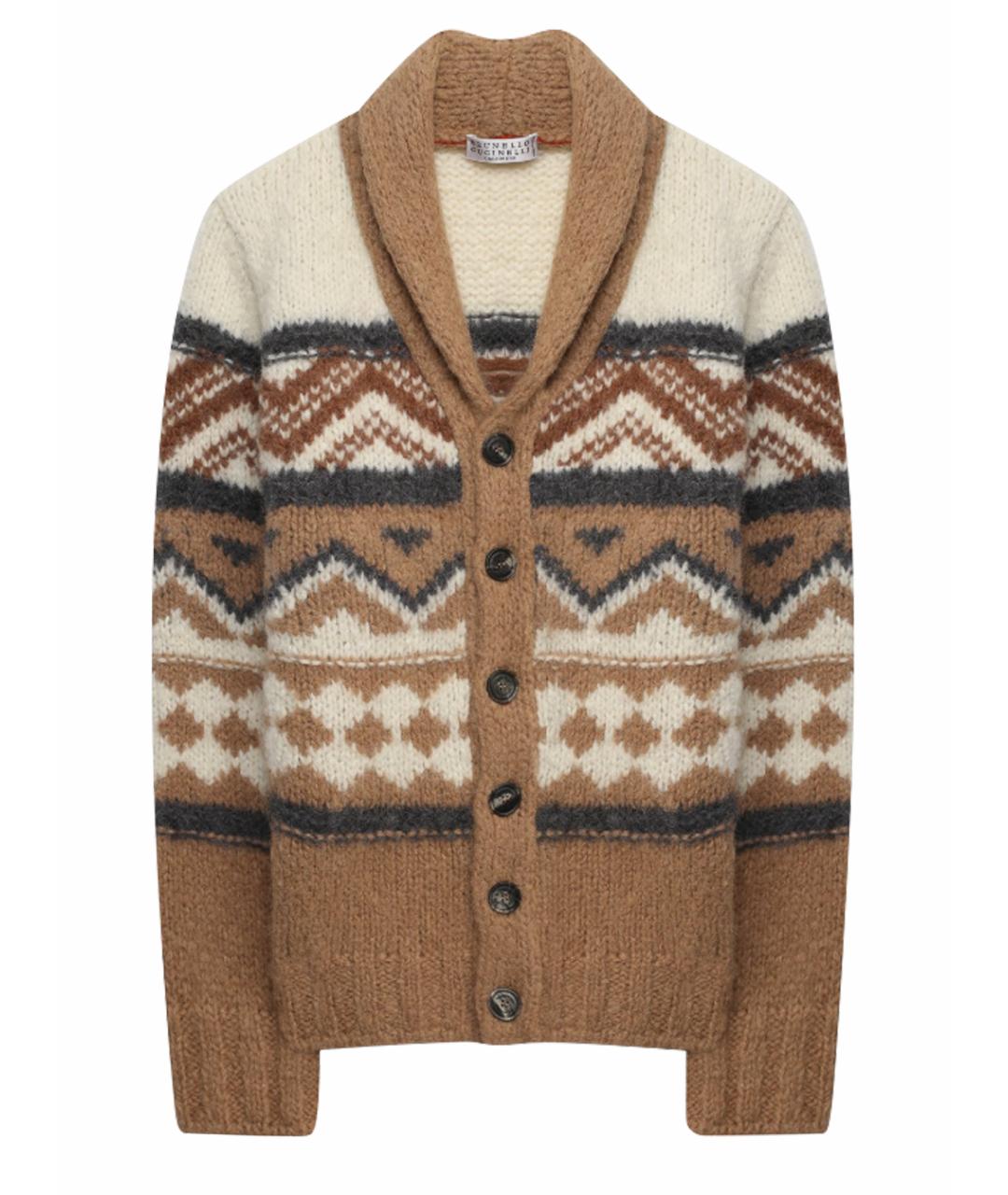 BRUNELLO CUCINELLI Бежевый шерстяной жакет / жилет, фото 1