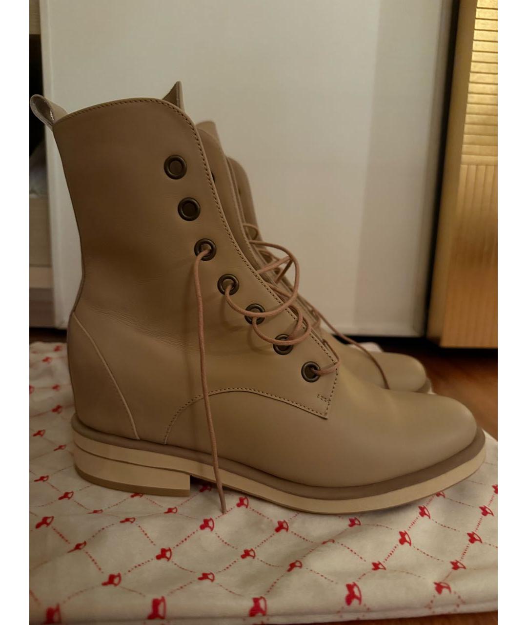 ULYANA SERGEENKO Бежевые кожаные ботинки, фото 9
